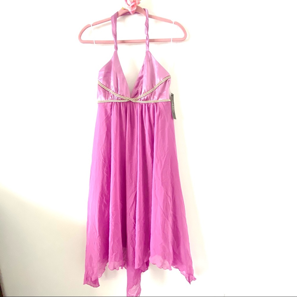 💕Pretty Pink/Purple Crystal Halter Dress SZ 8